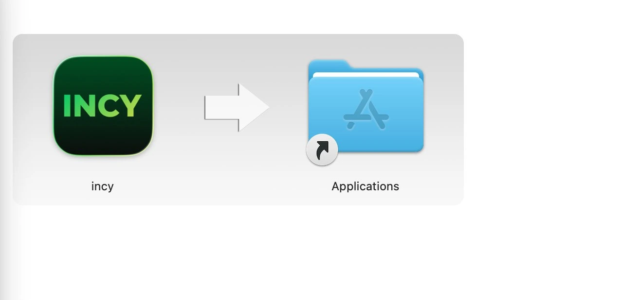Dragging INCY into the Applications folder