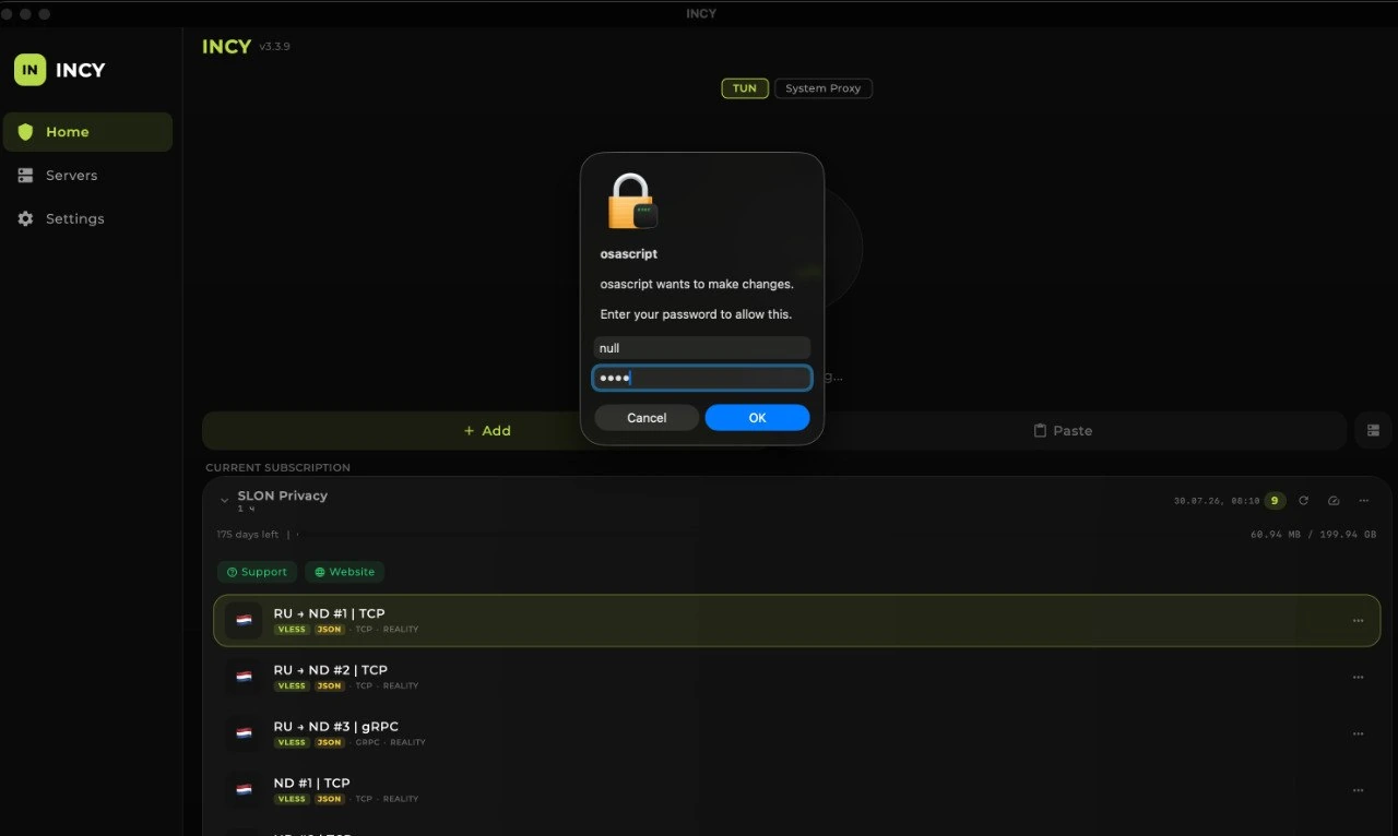 macOS system prompt to allow VPN configuration